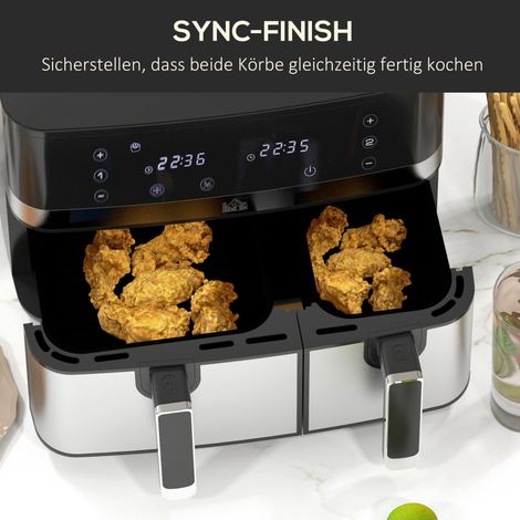 Friteuse à air chaud 2700 W, 8 programmes automatiques, 41,8 x 39,2 x 31,1 cm, noir argenté (1/4)
