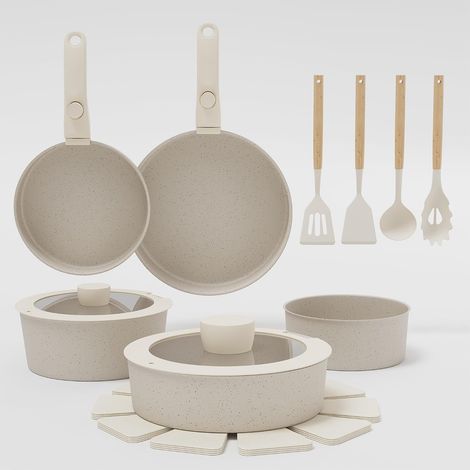 Lot de 17 poêles et casseroles antiadhésives en aluminium