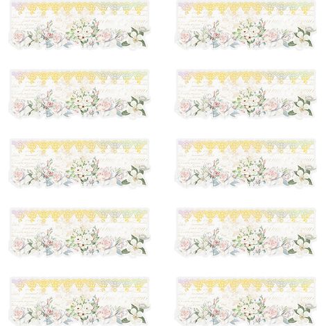 10 Feuilles Stickers PET Jour Magnifique Série Lace Romantique Fleurs Blanches Décoratif DIY Carnet Scrapbooking Fournitures (1/5)