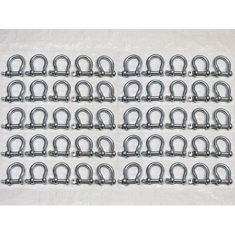 x50 5MM Galvanised Commercial Bow Shackles - Chain Connector Caravan Tether