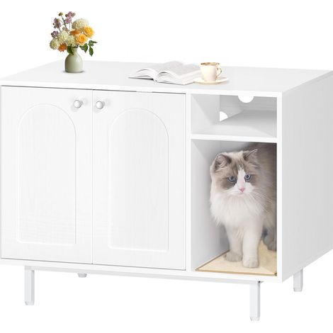Maison de toilette pour chat avec porte cloison séparée – Dimensions 50 x 80 x 61 cm – Panneaux de particules et acier – Stable et élégant