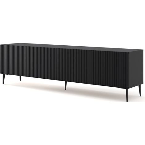 TV-Schrank RAVENNA B 200 cm 4D schwarz matt + Beine