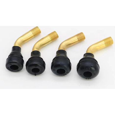 4pcs PVR 60 Valves de pneu à 90 degrés avec base en caoutchouc coudée avec capuchons pour pneu de moto (1/4)