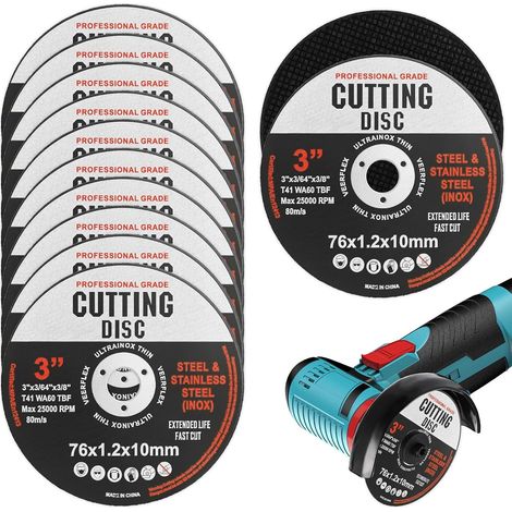 12 Pièces 76 mm Disque à Tronçonner pour Bois, Disquesà Lamelles Abrasifs Noirs, Disque de Meuleuse d'angle, Minidisques à Tronçonner Découpe, Disques Coupe Précis, Disques Coupe en Métal (1/5)
