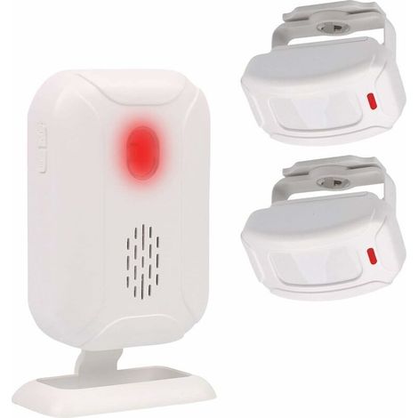 Détecteurs de Mouvement Alarme, Sonnette sans Fil pour Porte D'entrée/Visiteur Maison et Magasin/Boîte Aux Lettres, Kit de Système D'alarme avec 2 Capteur Et 1 Récepteur - YBQ042 (1/4)