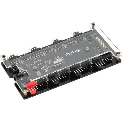 Qiilu Hub de contrôleur de ventilateur de boîtier Hub de Ventilateur de Boîtier Télécommande Sans Fil PWM+ARGB 2 en 1 pour (1/3)