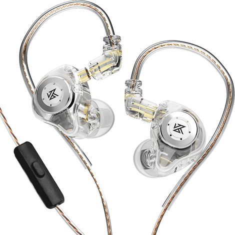 KZ EDX Pro In-Ear-Bühnenmonitor-Kopfhörer mit Dual-Magnet-Dynamikeinheit, Shock-Bass-Ohrhörer mit Mikrofon – Weiß (1/5)