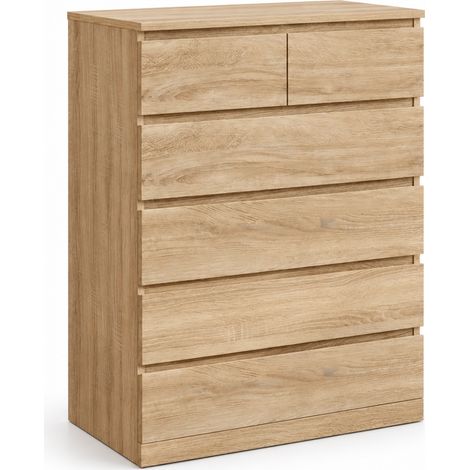 Sifonier 6 Cajones Palm acabado roble, 123 cm(alto) 80cm(ancho) 45cm(fondo) (1/3)