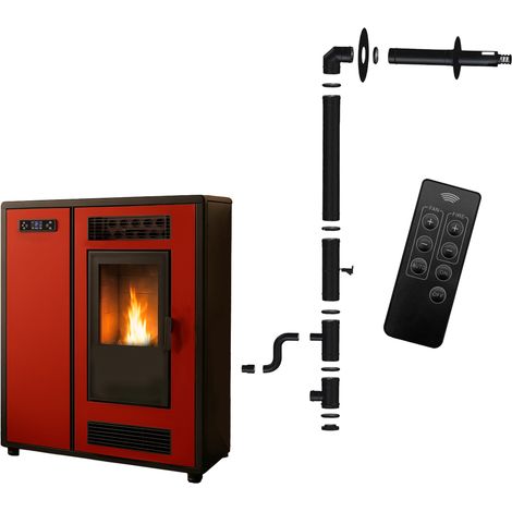 Estufa de pellets Slim Astral 12,2 kW Burdeos Sannover + Kit de instalación