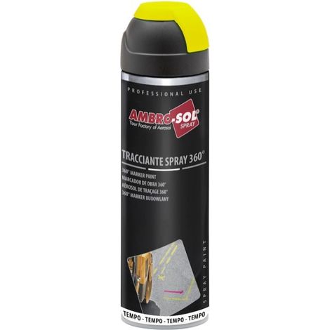 AMBRO-SOL MARCADOR OBRA 360º FLUORESCENTE AMARILLO SPRAY 500 ML.