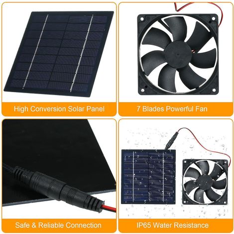Solarbetriebener Mini-Ventilator 5W 6V, solarbetrieben, sonnenlichtgesteuert/ IP65 wasserdicht