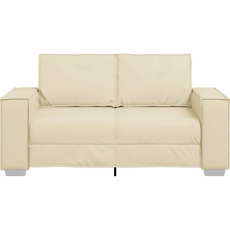 Canapé Sofa deux places Crème 160 cm Simili cuir (1/5)