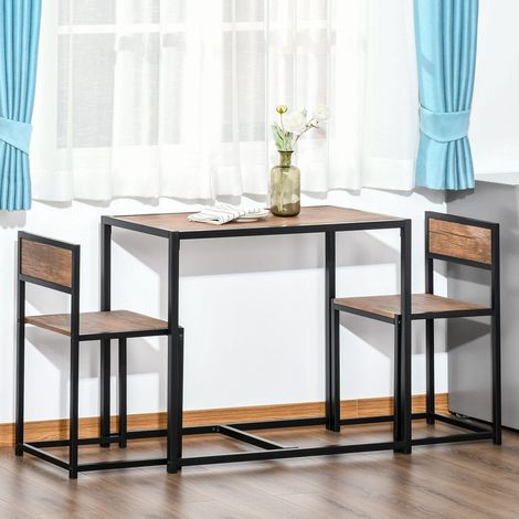 Ensemble table à manger 2 chaises 90 cm format compact petits espaces (1/5)
