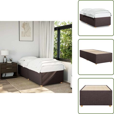 The Living Store Bettgestell ohne Matratze Dunkelbraun 90x200 cm Stoff - Bettestel - Doppelbett - Bettrahmen - Holzbettwäsche - Massivholzbette (1/5)