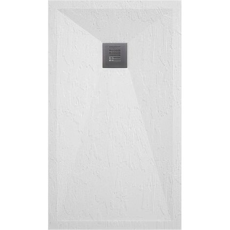 Piatto Doccia in Mineralmarmo 80 x 100 cm Bianco Effetto Pietra Tagliabile h 3 cm