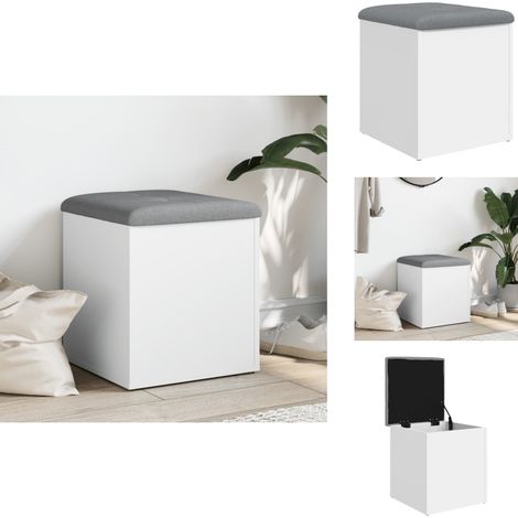 Sitzbank mit Stauraum Weiß 42x42x45 cm Holzwerkstoff - Wohnzimmer Dekoration - Stauraumbank - Beistelltisch - Garderobe - Etagenwohnung Möbel (1/5)