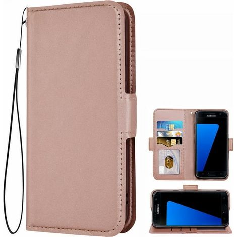 Coque pour Samsung Galaxy S7, étui en cuir à rabat magnétique, housse de protection pour smartphone, porte-cartes, noir (1/5)