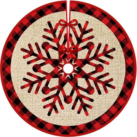 Jupe de sapin de Noël de 120 cm de diamètre, tabliers de fond pour sapin de Noël, décoration de sapin de Noël, décoration d'intérieur (Style 14) (1/5)