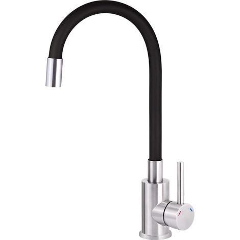 Deante LUNO grifo de cocina negro y plateado 40 cm (1/2)