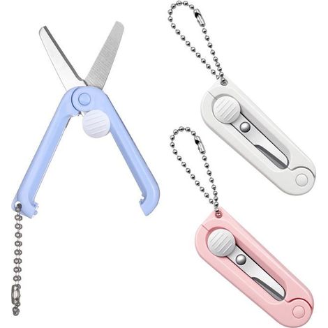 Lot de 3 ciseaux porte-clés — Mini ciseaux pliables, ciseaux de poche portables pour voyage