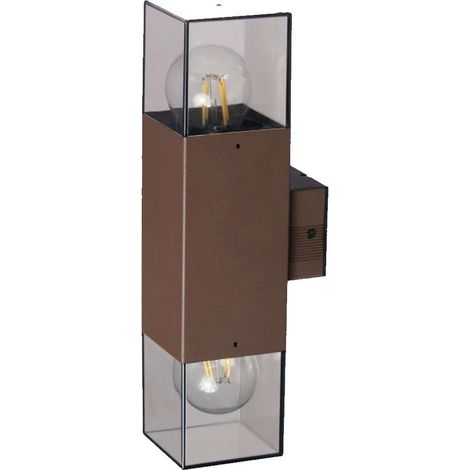 TRADE SHOP - Applique Da Esterno A Parete Doppia Emissione Di Luce 2 Attacchi E27 Ip44 Ruggine Esm-01c -