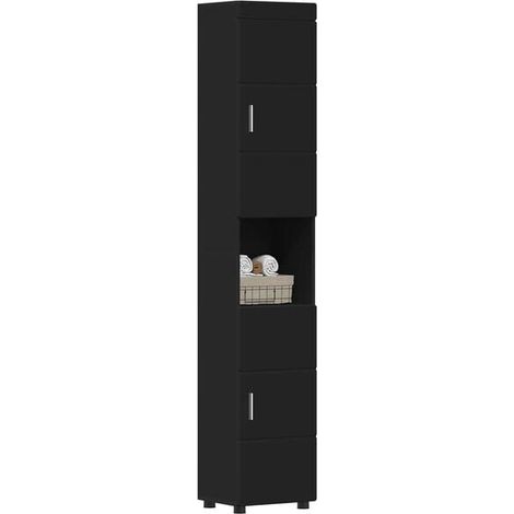 Meuble Salle de Bain avec Lavabo, Ensemble Meuble Vasque Suspendu Moderne, Rangement Intégré, Design Noir Mat, Robuste et Étanche, Idéal pour Petite Salle d'Eau (1/5)