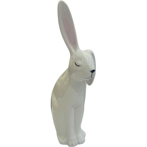43cm Decorative Porcelain Bunny - L23 x W13 x H43 cm - White
