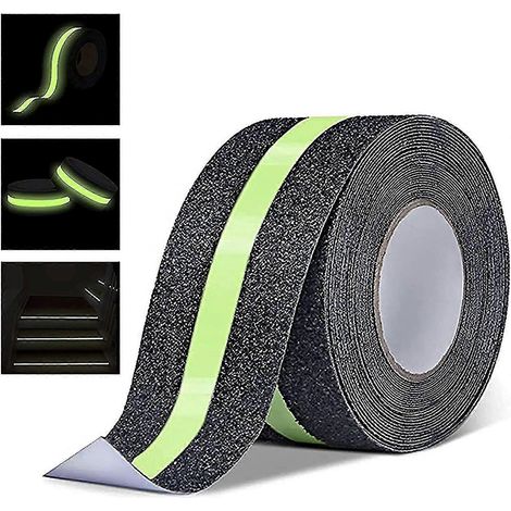 Ruban antidérapant Betterlifefg-5m x 5cm, phosphorescent, ruban antidérapant pour marches d'escalier, ruban de sécurité très résistant pour escaliers, marches, espaces intérieurs et extérieurs et terr (1/2)