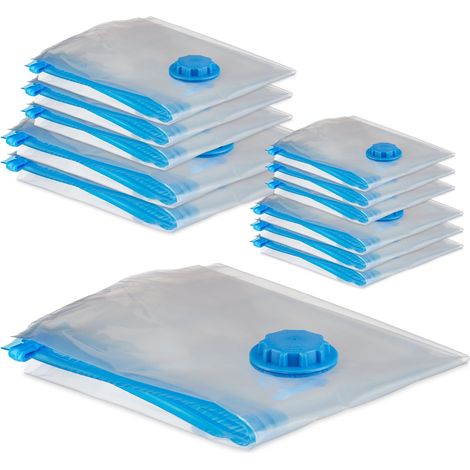 Lot de 12 sacs sous vide rangement peu encombrant vêtements couvertures 4 tailles en plastique transparent (1/4)