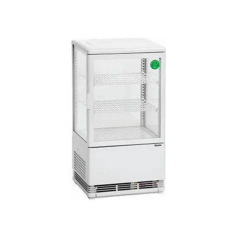 Mini vitrine ventilée positive 58 Litres, 4 faces vitrées, en plastique, blanche, 180 W, 220 V - MONO