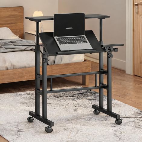 Bureau noir en métal MDF 70 x 60 x 120 cm (1/5)