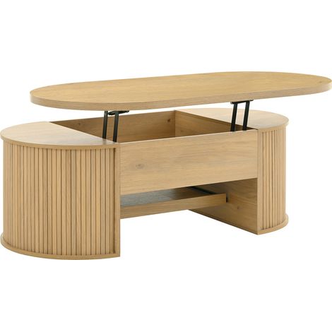 Tavolino da caffè alzabile in MDF color legno con ripiano estraibile e vano contenitore MODENUIT (1/5)