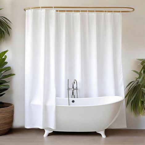 Rideau de Douche 240x200 Blanc Antimoisissure, Tissu de Douche en Polyester Lavable en Machine, Extra Large 240 x Hauteur 200cm (1/5)