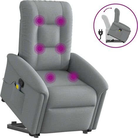 Sillón de masaje reclinable de pie de tela gris claro