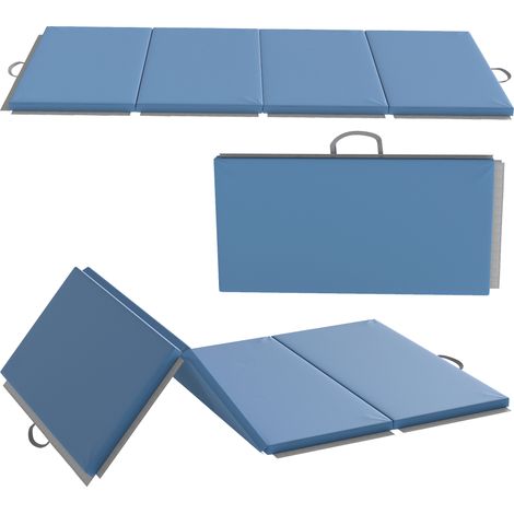Tapis de Gymnastique Pliable Épais 240 x 120 x 5 cm Bleu Clair (1/5)