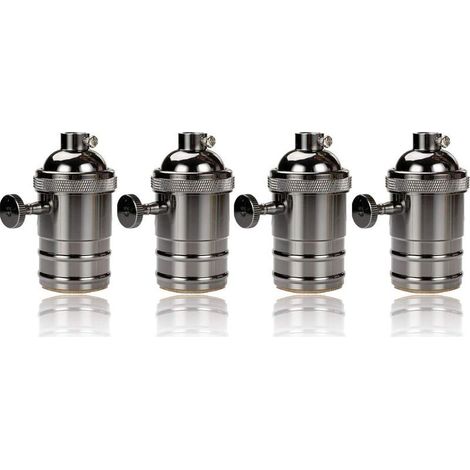 4 pièces Edison Douille Vintage E27 Adaptateur De Lampe avec interrupteur Rétro Vintage Lustre Sans Fil Noir (1/5)