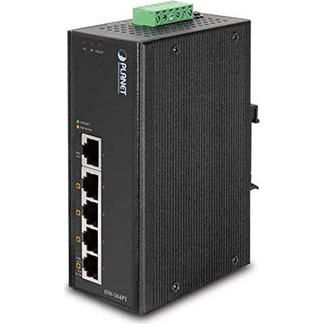 Planet IP30 5 ports/TP PoE+ industriel, ISW-504PT