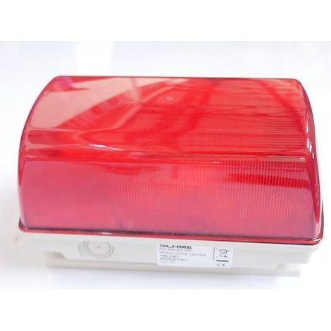 Hublot rectangulaire diffuseur rouge 206x110x113mm pour lampe 60W max culot B22 230V (non incl) étanche IP55 MIZAR