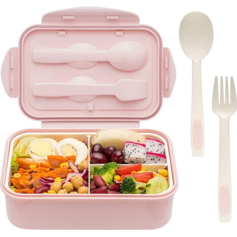 Boîte À Bento - 1400 ML - 3 Compartiments - Micro-Ondes Congélateur Lave-Vaisselle - Pour Adultes Et Enfants - 1 Pièce (1/5)