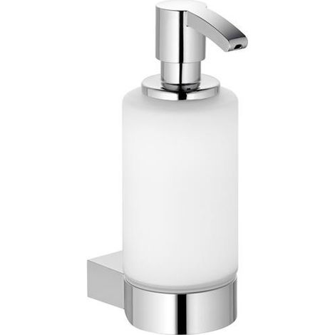Distributeur de savon mousse PLAN complet avec support et pompe en aluminium anodisé argent KEUCO