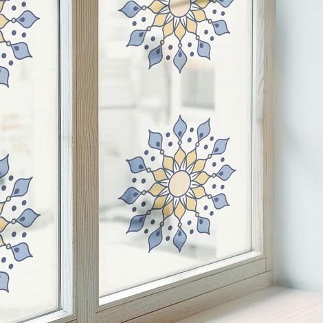 Sichtschutzfolie 50x146 cm Dekorfolie Blickdicht Folie für Badezimmer Sichtschutz Fenster Milchglas PVC Dekorativ Selbstklebend Dekorative Mandala