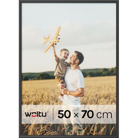 WOLTU 1x Cornice Foto Portafoto da tavolo da muro legno Massiccio 50x70 cm, Nero
