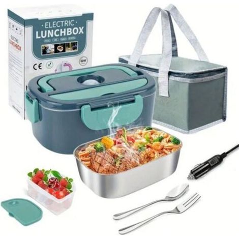 Lunch Box Chauffante Électrique 4 en 1 12V/24V/110V220V. 1.5L 40W Acier Inox Chauffage Rapide Gamelle. Boîte Repas Amovible. pour Bureau. École. Voyage. Voiture. Avec Sac Isotherme (1/5)