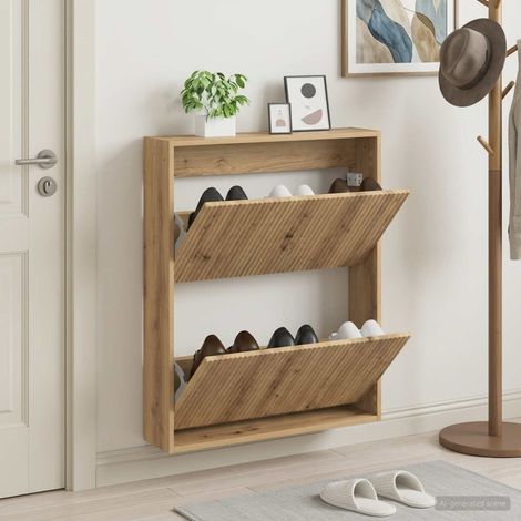 vidaXL Wall-Mounted Shoe Cabinet ARNHEM 71 x 17 x 86 cm Artisan Oak (1/5)