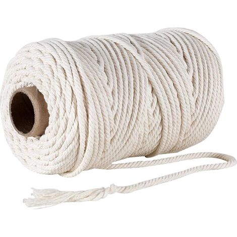 Ficelle Jute Coton 4mm x 100m, 100% Coton Naturelle Cordelette, Corde Macramé Decorative Chanvre Tressée DIY Travaux Manuel pour Emballage Cadeau Décoration Artisanat Suspendues, Beige-Fei Yu (1/5)