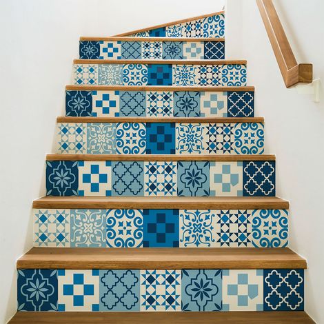 Stickers adhésifs escalier carrelages contremarche - ELVIRANA - 2 bandes de 15x105cm (1/3)