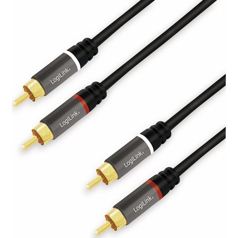 LogiLink Câble RCA CA1204, 2 m, 2x2 connecteurs RCA, noir (1/4)