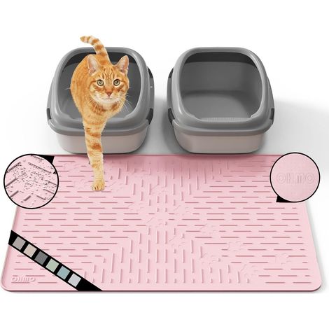 1 - Tapis Litiere Chat - Tapis Silicone - Imperméable Et Antidérapant - Pour Bac A Litiere - Gris - 80x60cm (1/5)