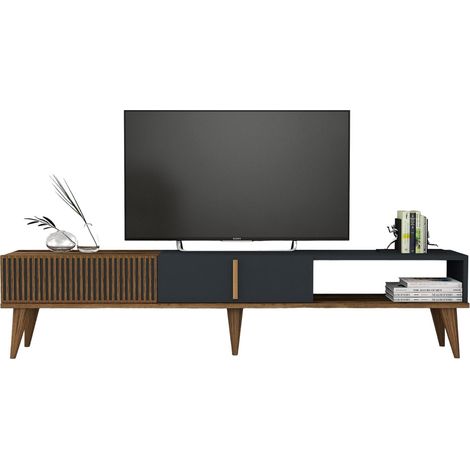 TV-Möbel aus Holz "Milan" - 180 x 35 x 40 cm - Nussbaum, Anthrazit
