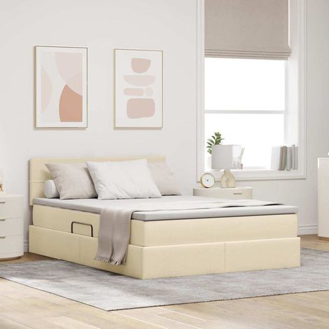 Aufbewahrungsbett mit Matratze Creme 120 x 200 cm Holzwerkstoff (1/5)